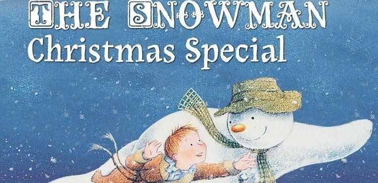 The Snowman Christmas Special: Animated boy and snowman flying through snowy sky.