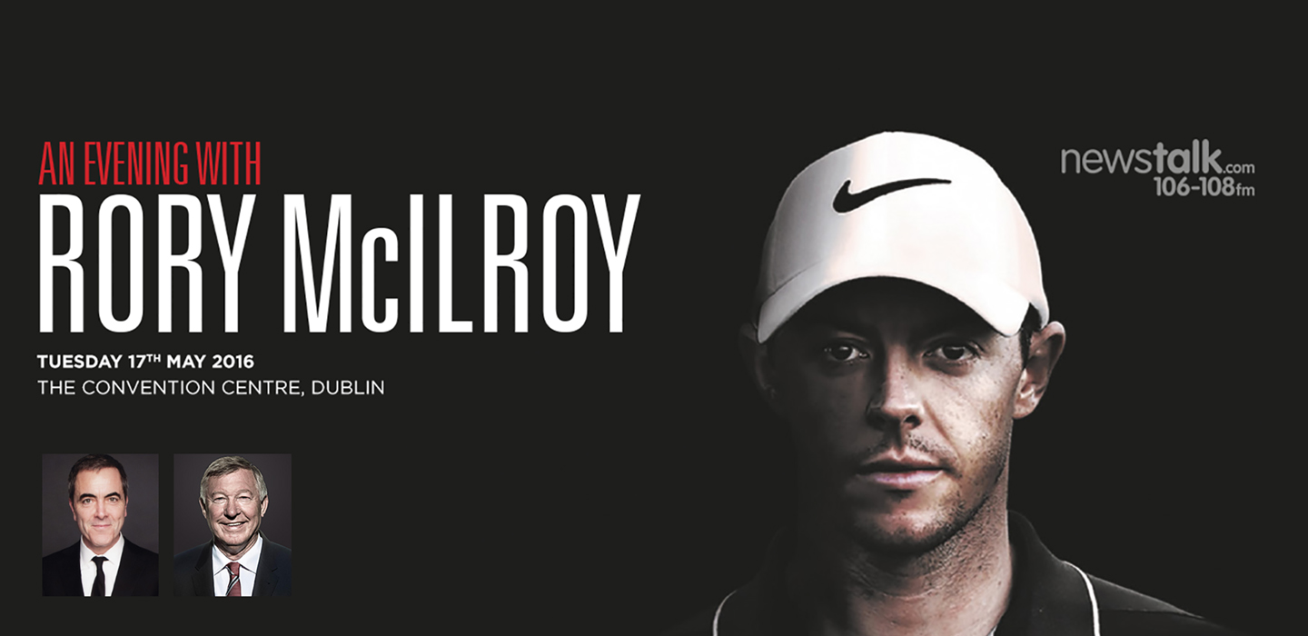 Promo poster for An Evening with Rory McIlroy on May 17, 2016, at Dublin Convention Centre.