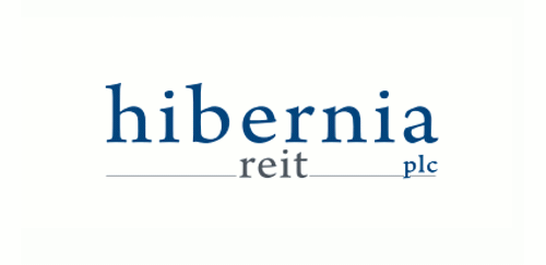 Hibernia REIT plc logo with blue text on a white background, representing a real estate investment trust company.
